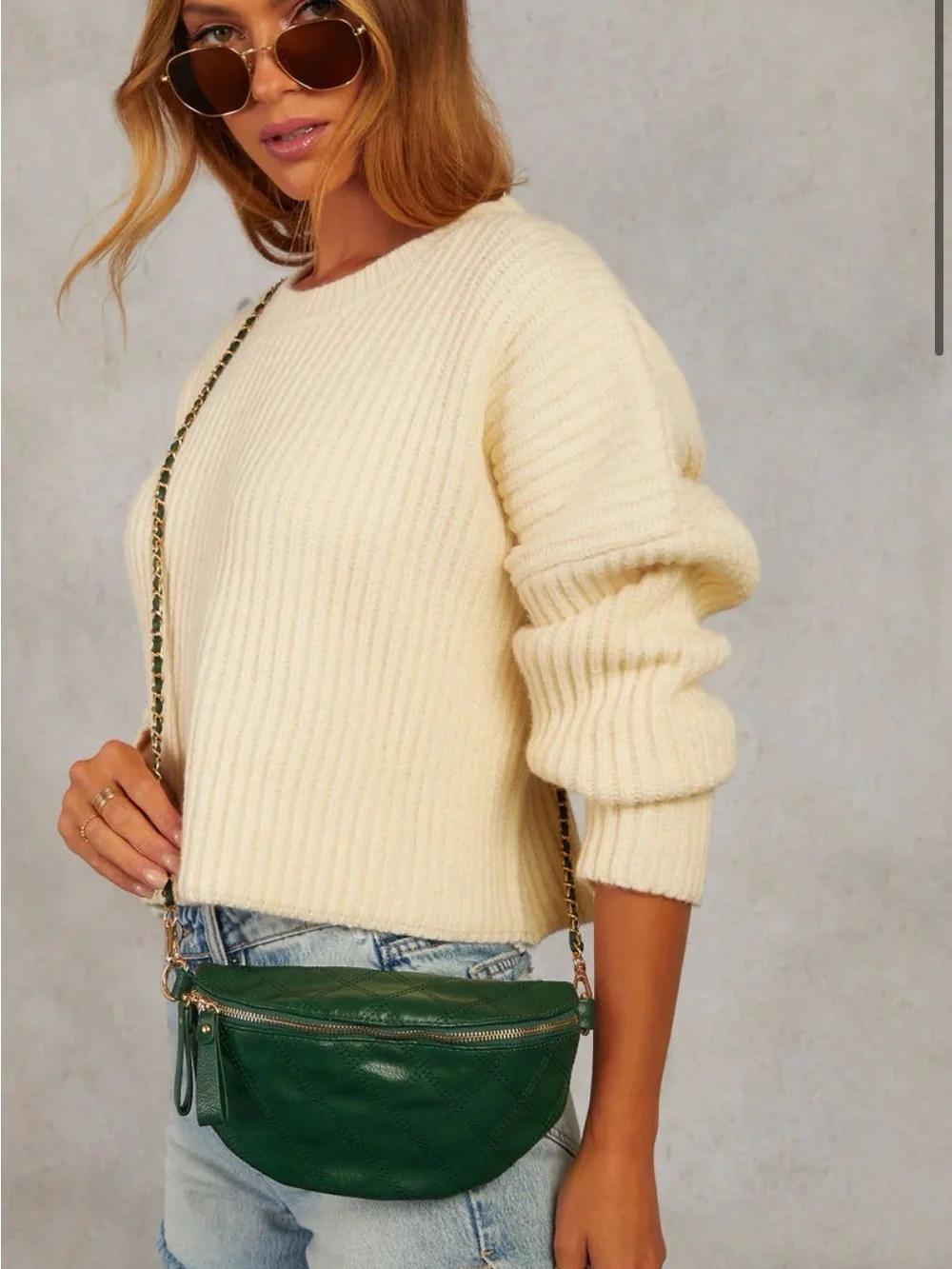 Vici Quilted Green Leather crossbody Bag - Classic Women's Handbag